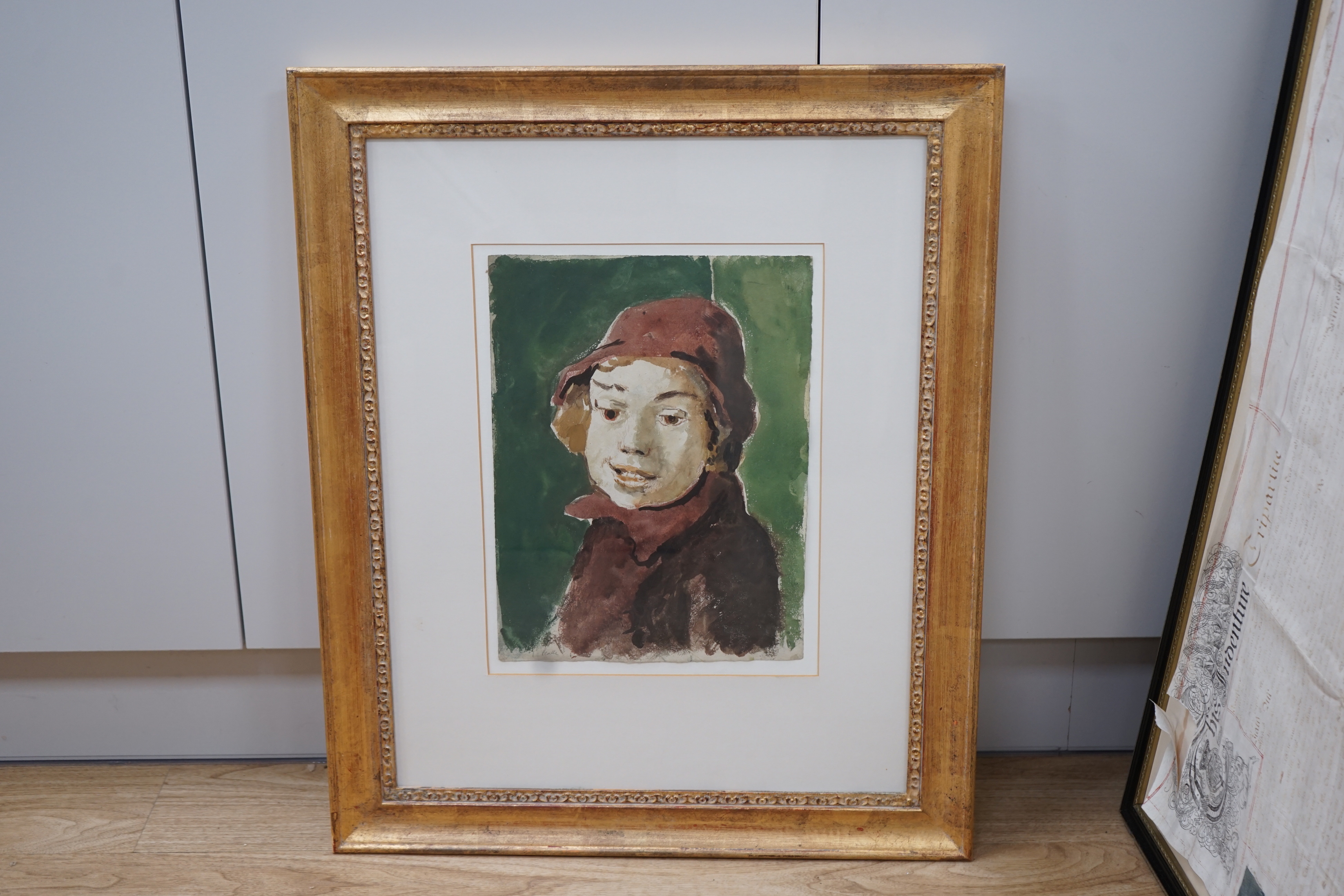 Mervyn Peake, author and illustrator (1911-1968), watercolour, 'Vicky 1942', signed, Victor Waddington label verso, 35 x 26cm